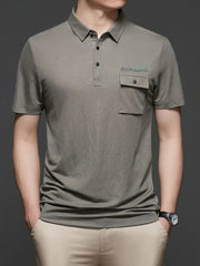 Men's Plus Size Button Detail Short Sleeve Polo Military Green / M