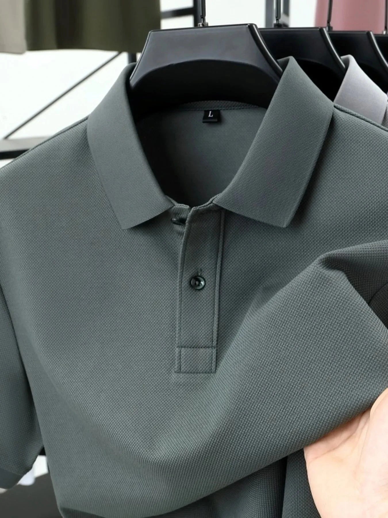 Men's Plus Size Button Detail Short Sleeve Polo Moss Green / M