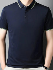 Men's Plus Size Button Detail Short Sleeve Polo Navy Blue / M