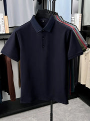 Men's Plus Size Button Detail Short Sleeve Polo Navy / M