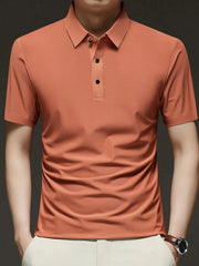 Men's Plus Size Button Detail Short Sleeve Polo Orange / M
