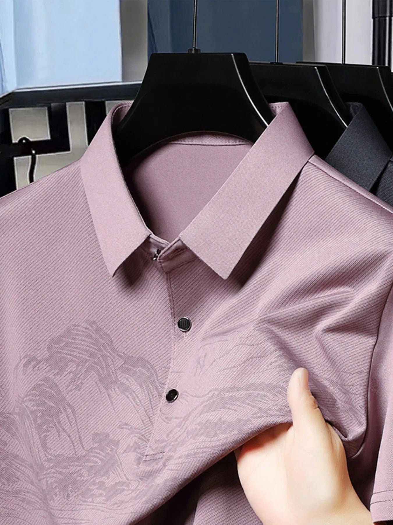 Men's Plus Size Button Detail Short Sleeve Polo Pink / M