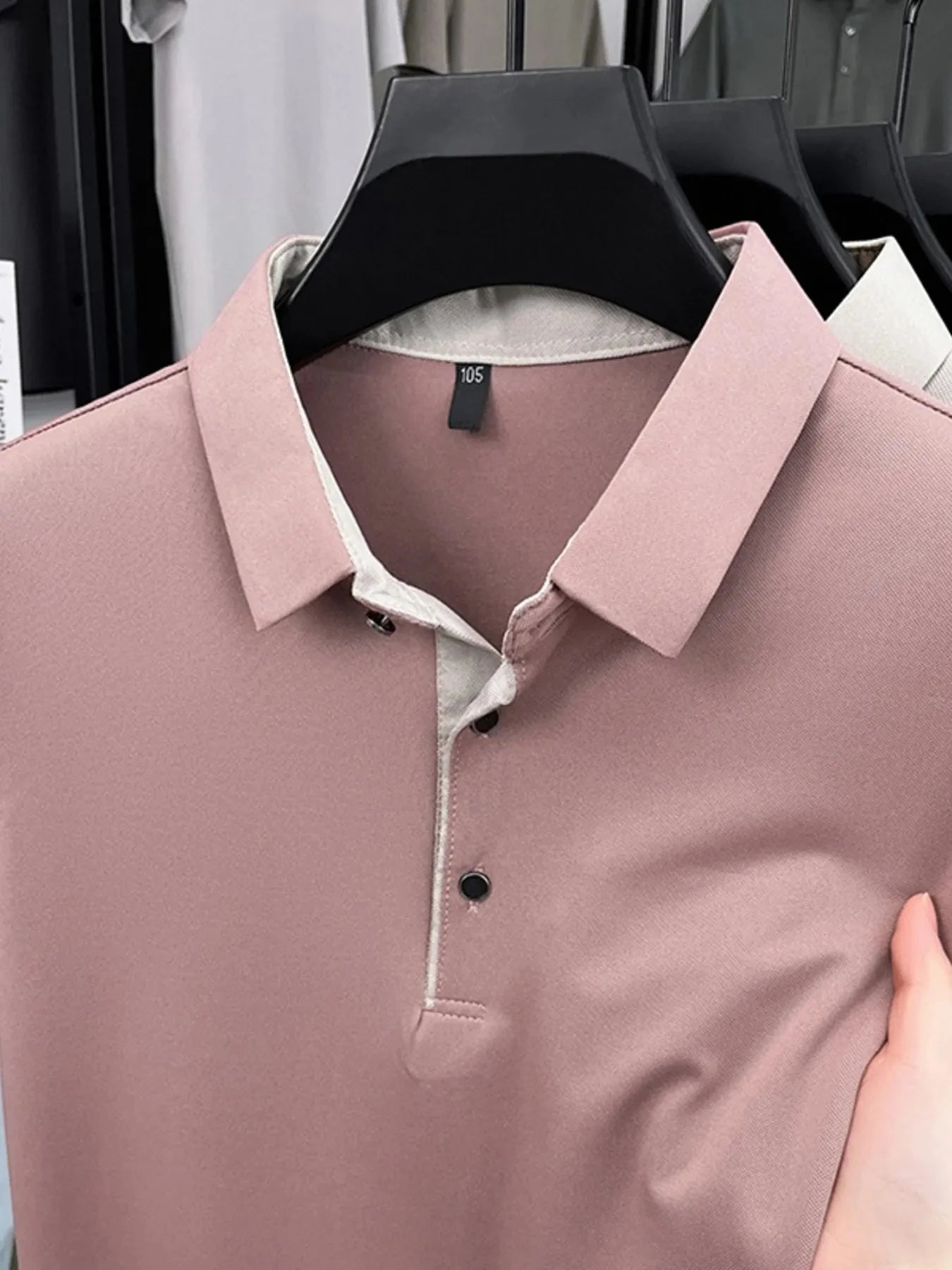 Men's Plus Size Button Detail Short Sleeve Polo Pink / M