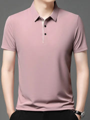 Men's Plus Size Button Detail Short Sleeve Polo Pink / M