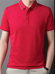 Men's Plus Size Button Detail Short Sleeve Polo Red / M