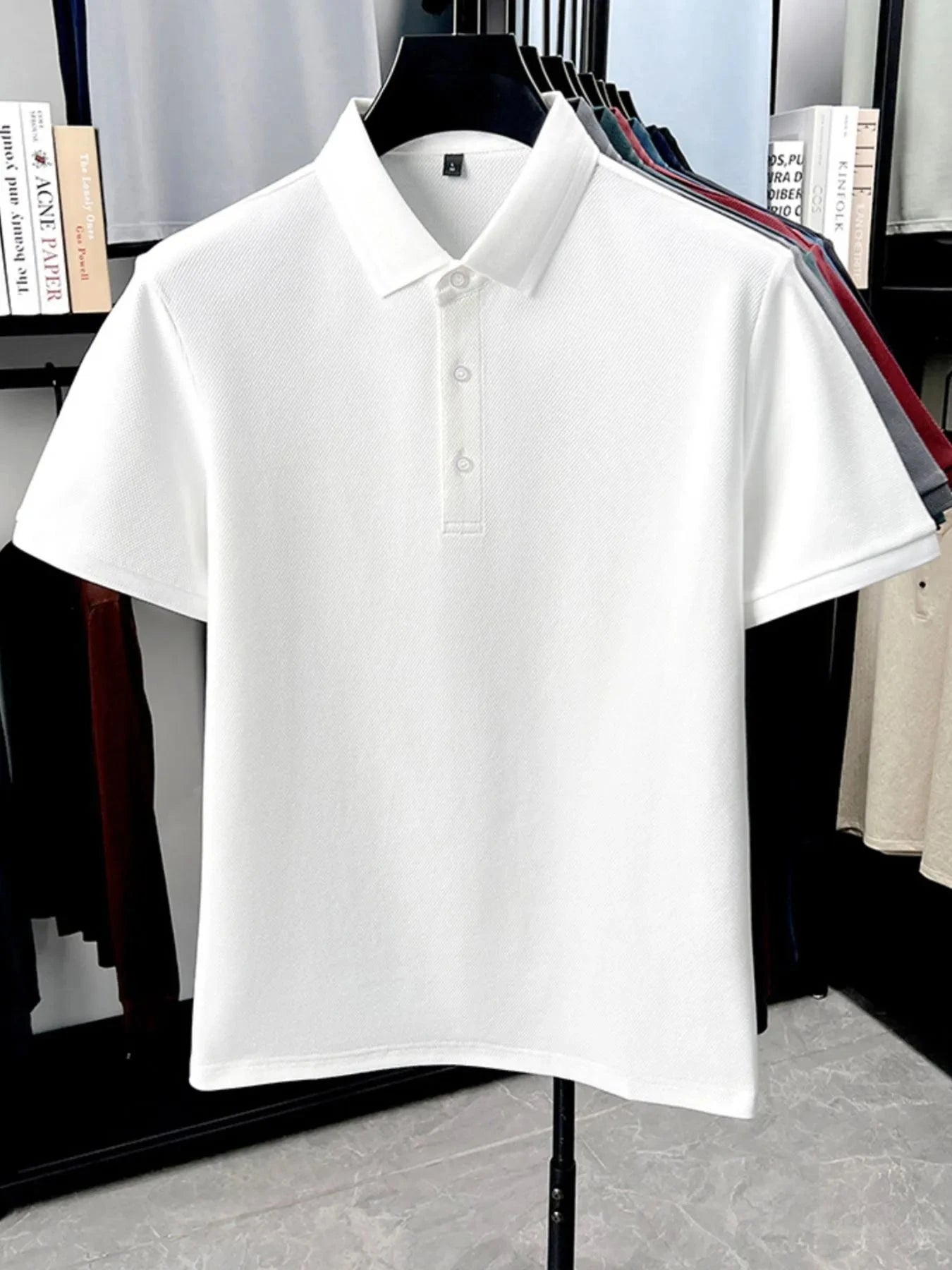 Men's Plus Size Button Detail Short Sleeve Polo White / M