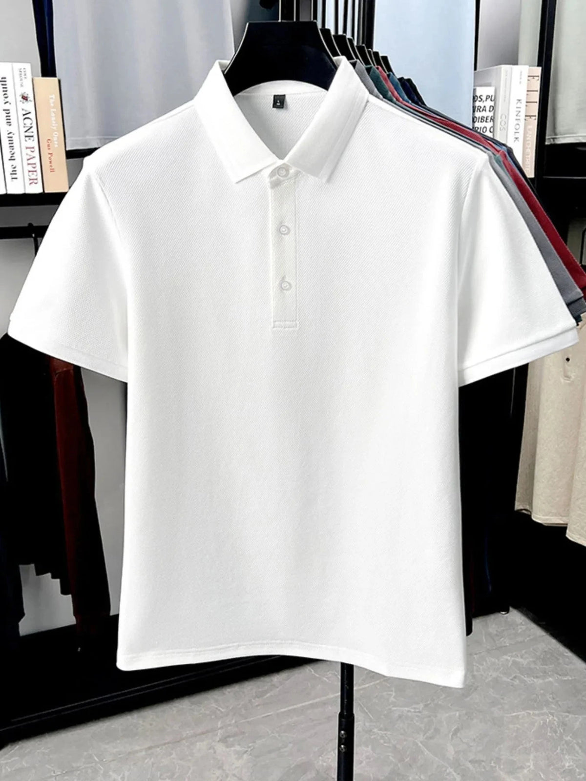 Men's Plus Size Button Detail Short Sleeve Polo White / M