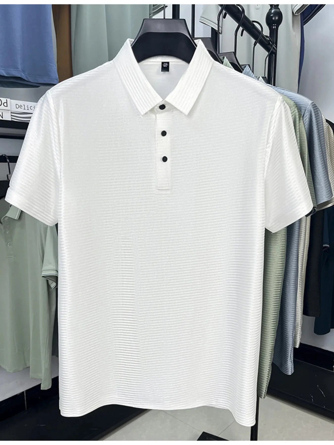 Men's Plus Size Button Detail Short Sleeve Polo White / M