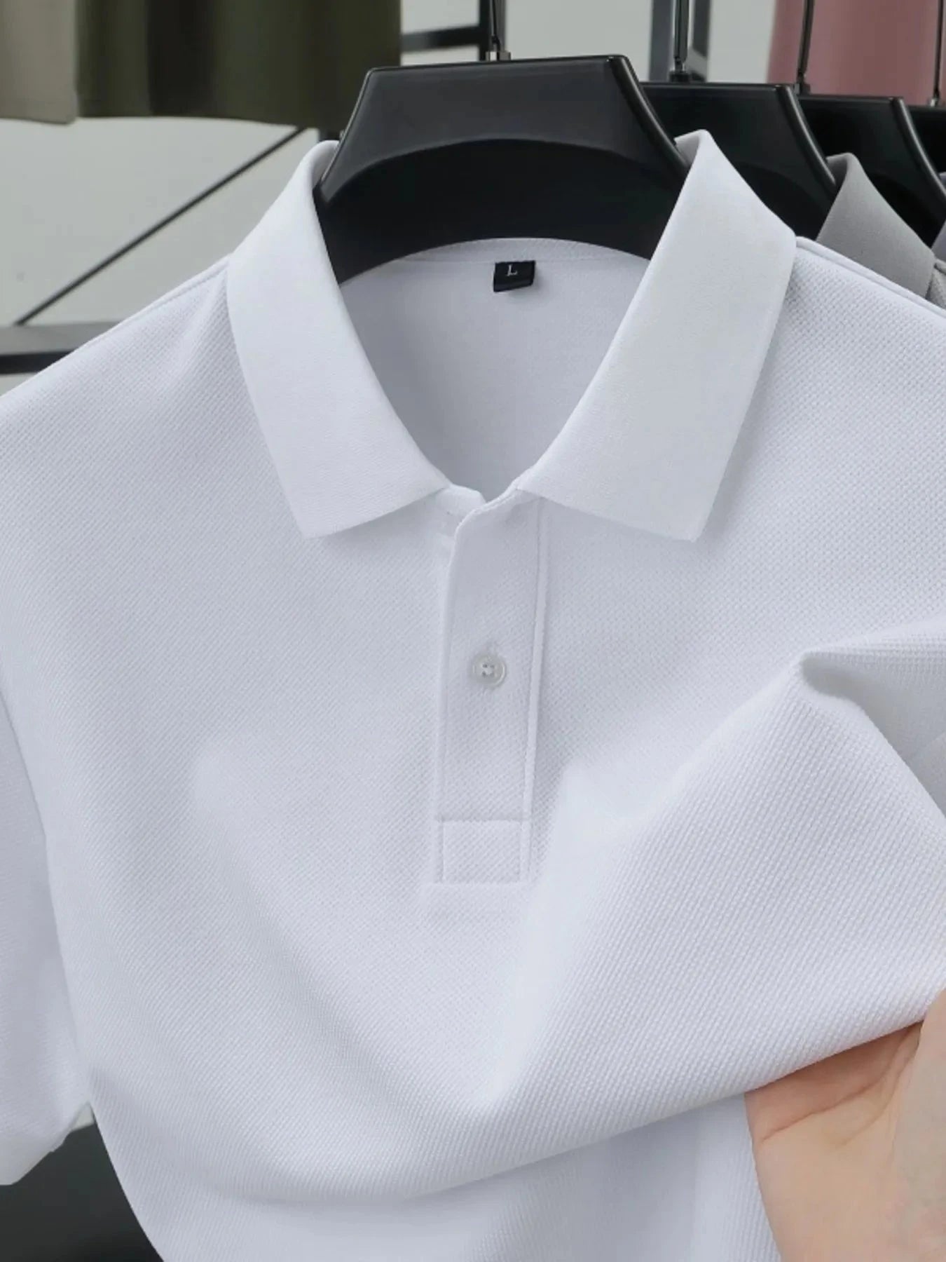 Men's Plus Size Button Detail Short Sleeve Polo White / M
