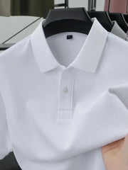 Men's Plus Size Button Detail Short Sleeve Polo White / M