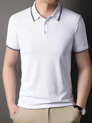 Men's Plus Size Button Detail Short Sleeve Polo White / M