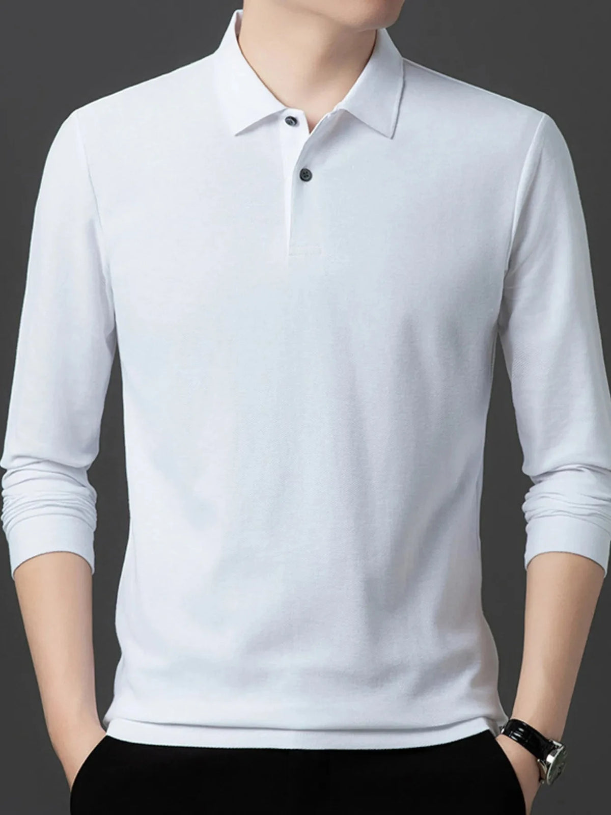Men's Plus Size Button Detail Short Sleeve Polo White / M