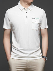 Men's Plus Size Button Detail Short Sleeve Polo White / M