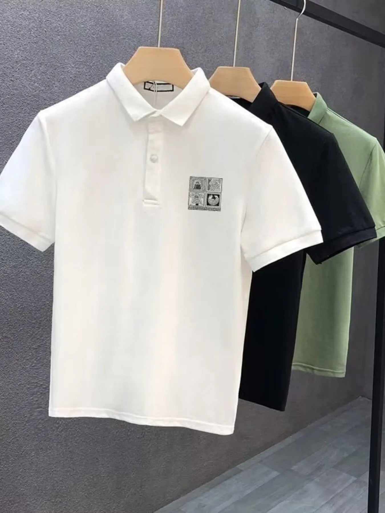 Men's Plus Size Button Detail Short Sleeve Polo White / M