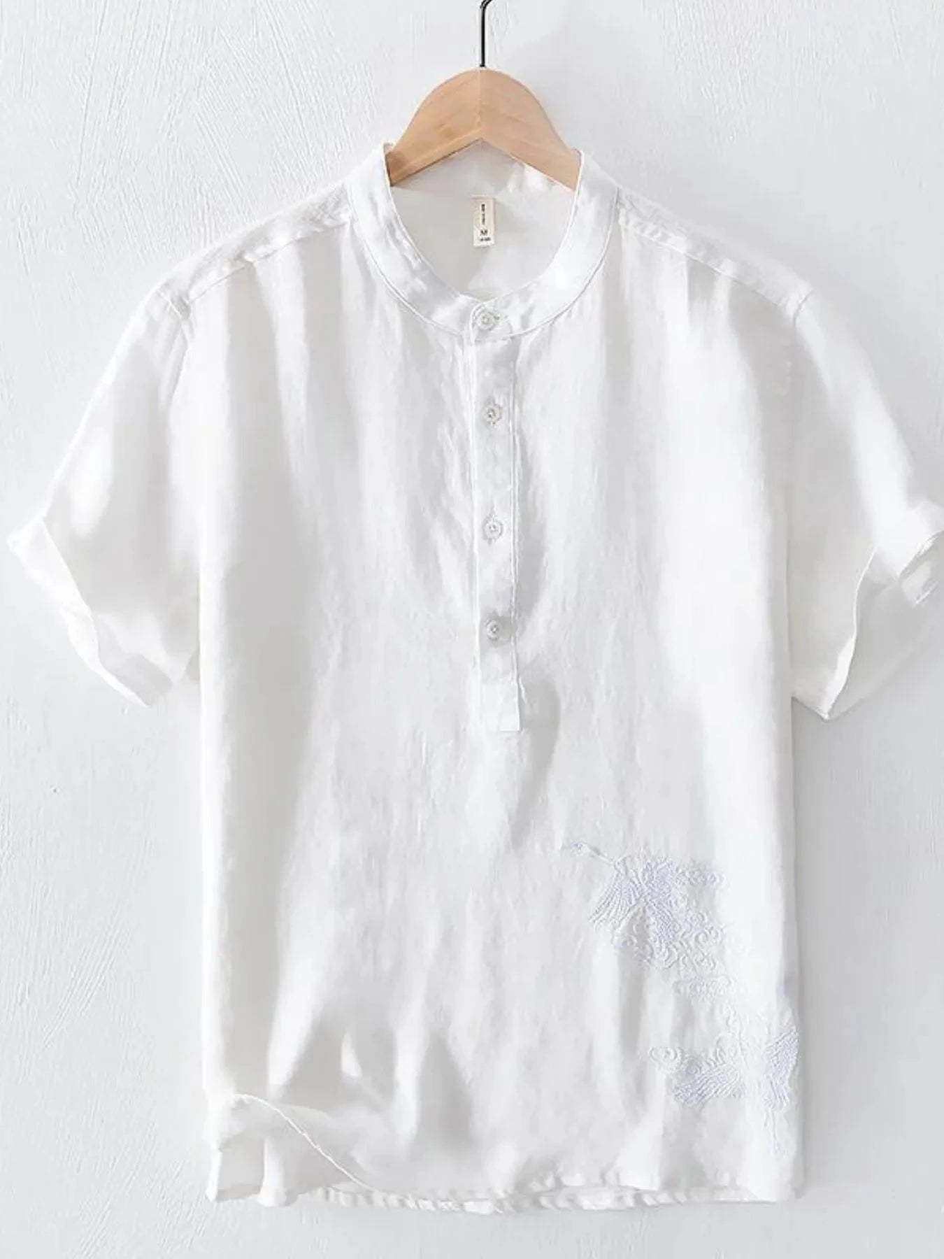 Men's Plus Size Button Detail Short Sleeve Top White / M