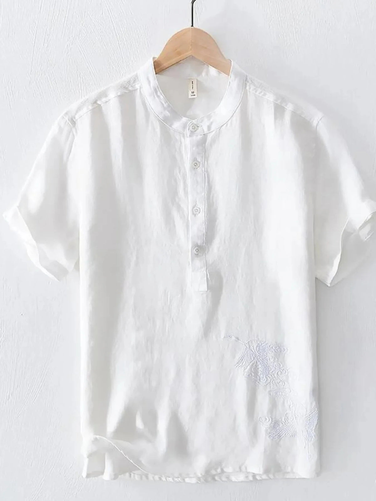 Men's Plus Size Button Detail Short Sleeve Top White / M