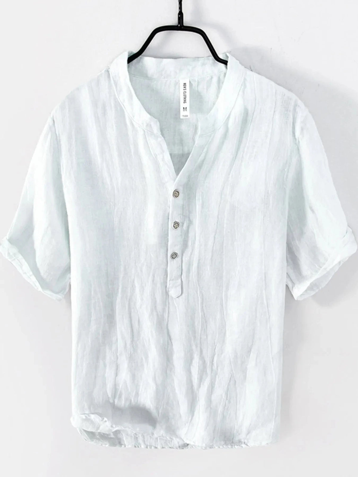 Men's Plus Size Button Detail Short Sleeve Top White / M