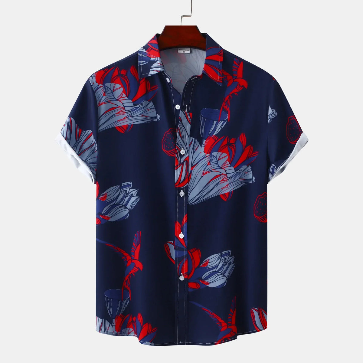 Men's Plus Size Button-Down Short Sleeve Shirt Dark Navy / M