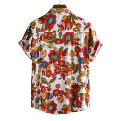 Men's Plus Size Button Down Tropical Floral Shirt
