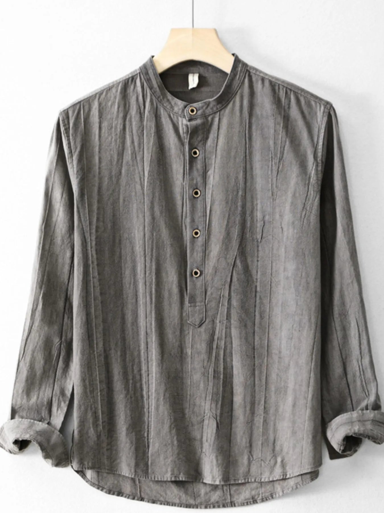 Men's Plus Size Button Front Long Sleeve Blouse