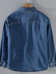 Men's Plus Size Button Up Long Sleeve Denim Shirt