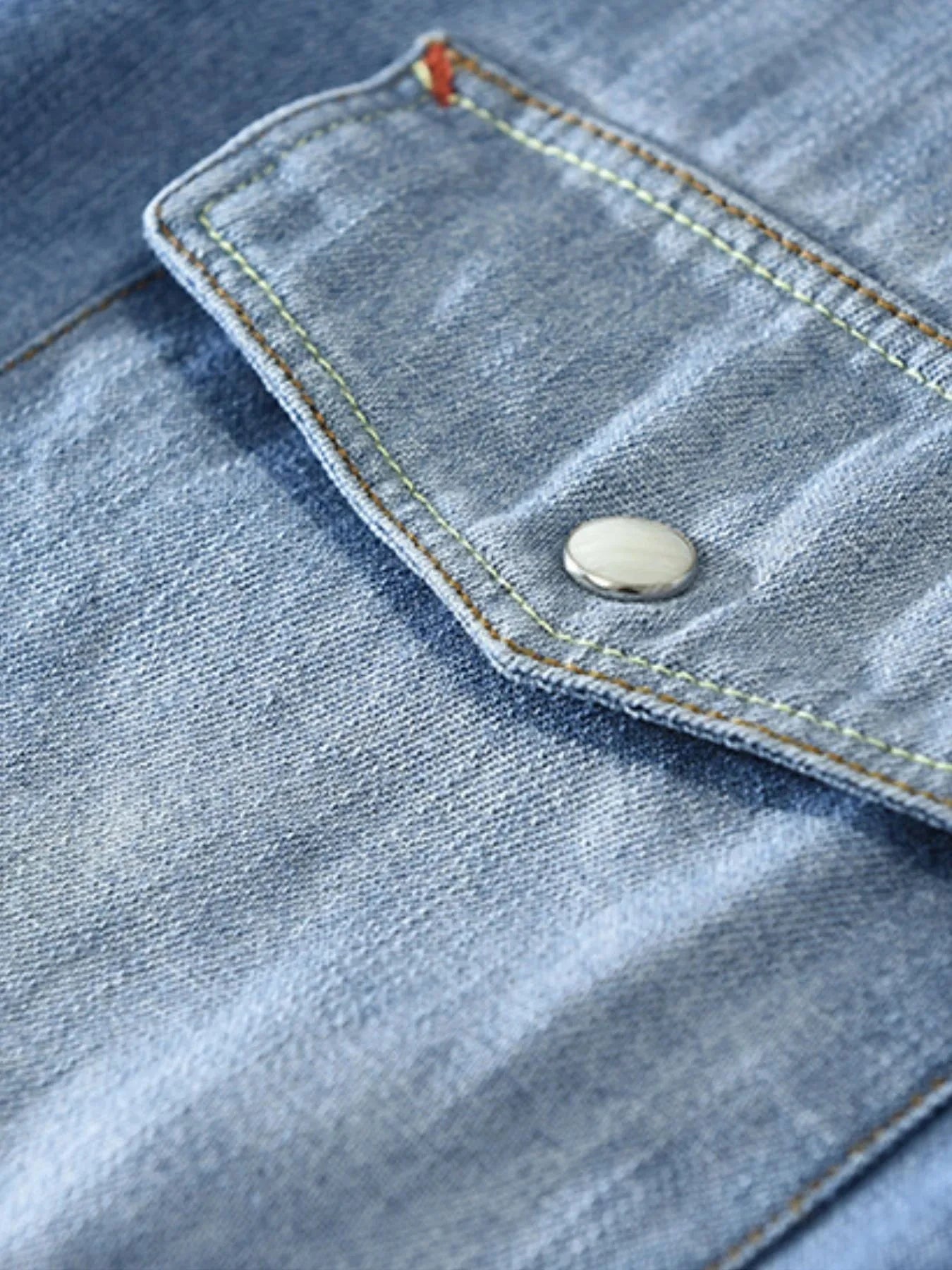 Men's Plus Size Button Up Long Sleeve Denim Shirt