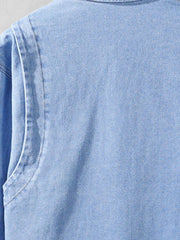 Men's Plus Size Button Up Long Sleeve Denim Shirt