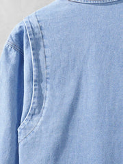 Men's Plus Size Button Up Long Sleeve Denim Shirt
