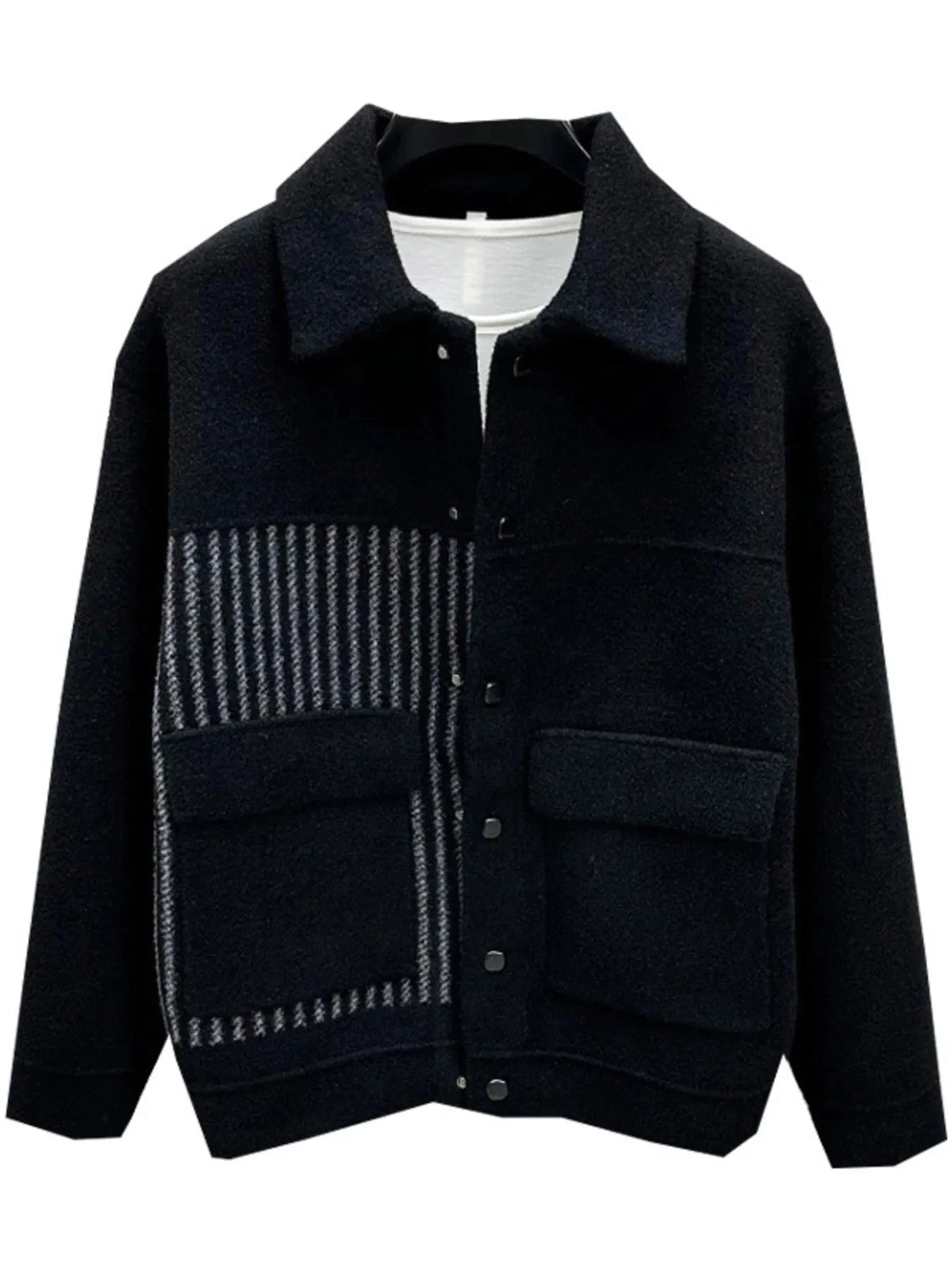 Men's Plus Size Button Up Long Sleeve Jacket Black / M