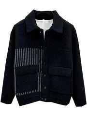 Men's Plus Size Button Up Long Sleeve Jacket Black / M