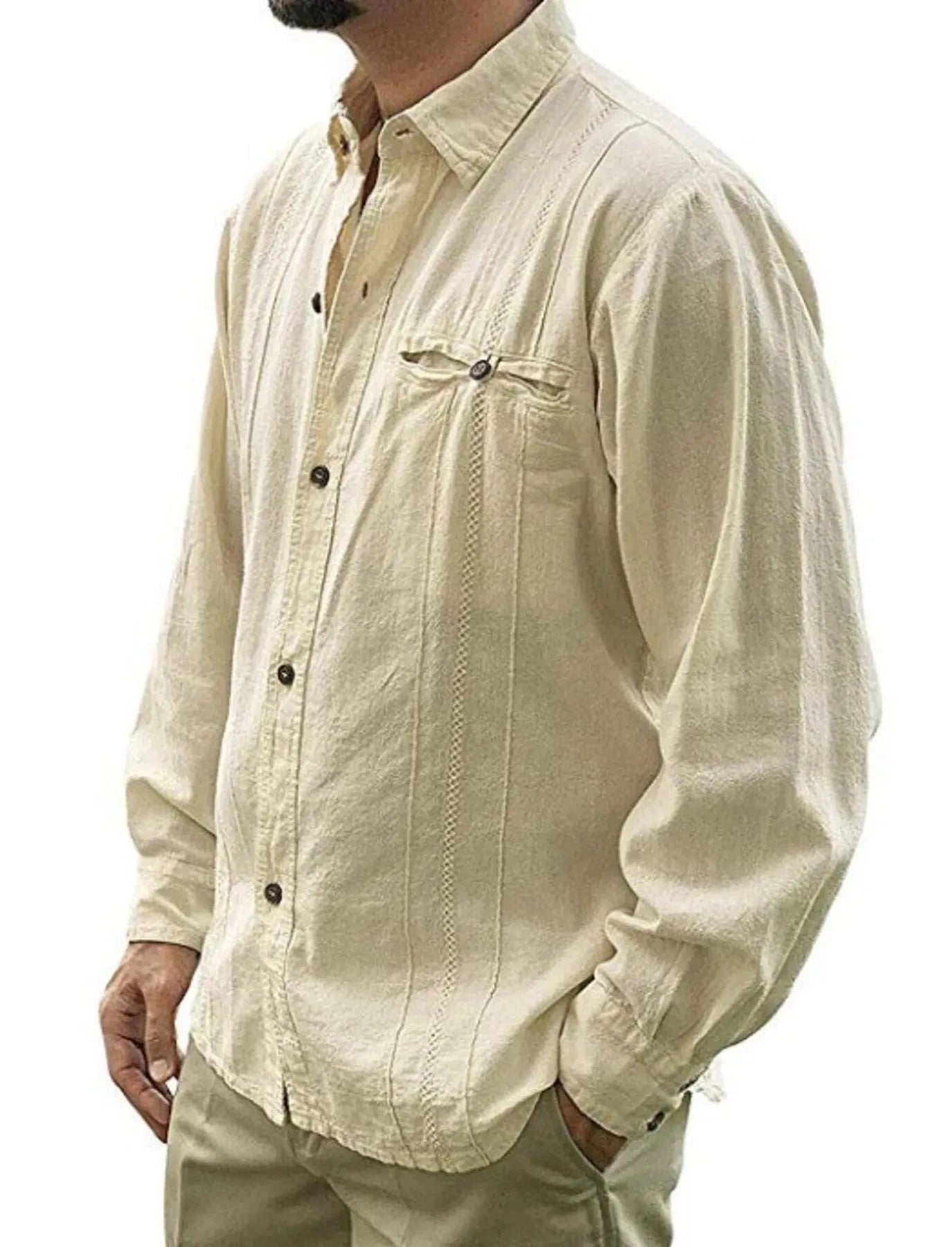 Men's Plus Size Button Up Long Sleeve Shirt
