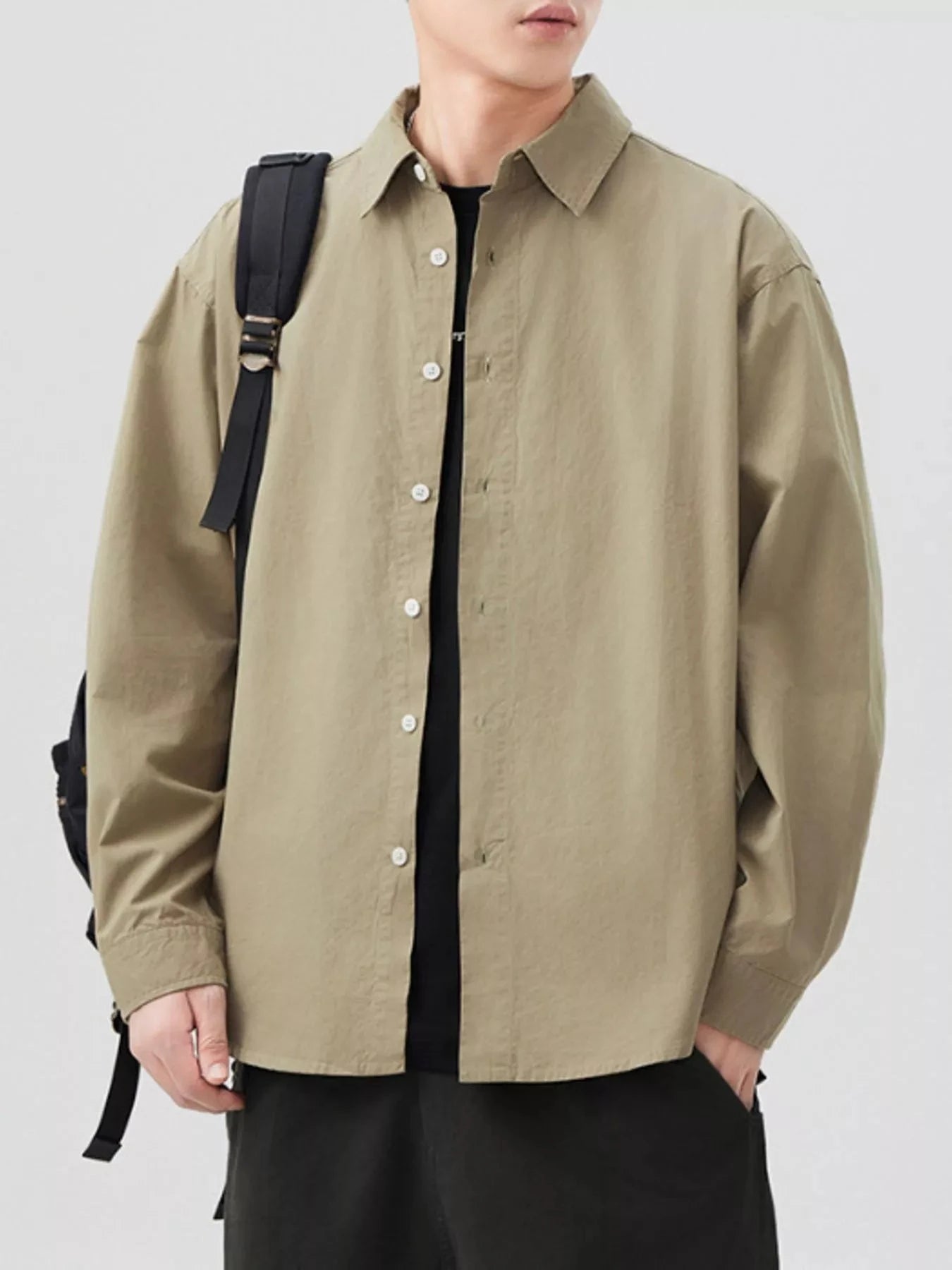 Men's Plus Size Button Up Long Sleeve Shirt