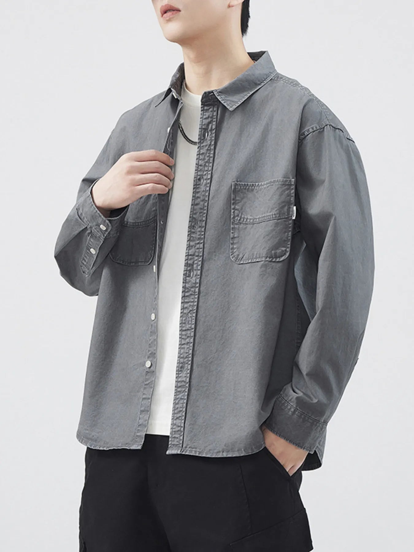 Men's Plus Size Button Up Long Sleeve Shirt