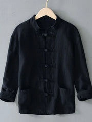 Men's Plus Size Button Up Long Sleeve Shirt Black / M