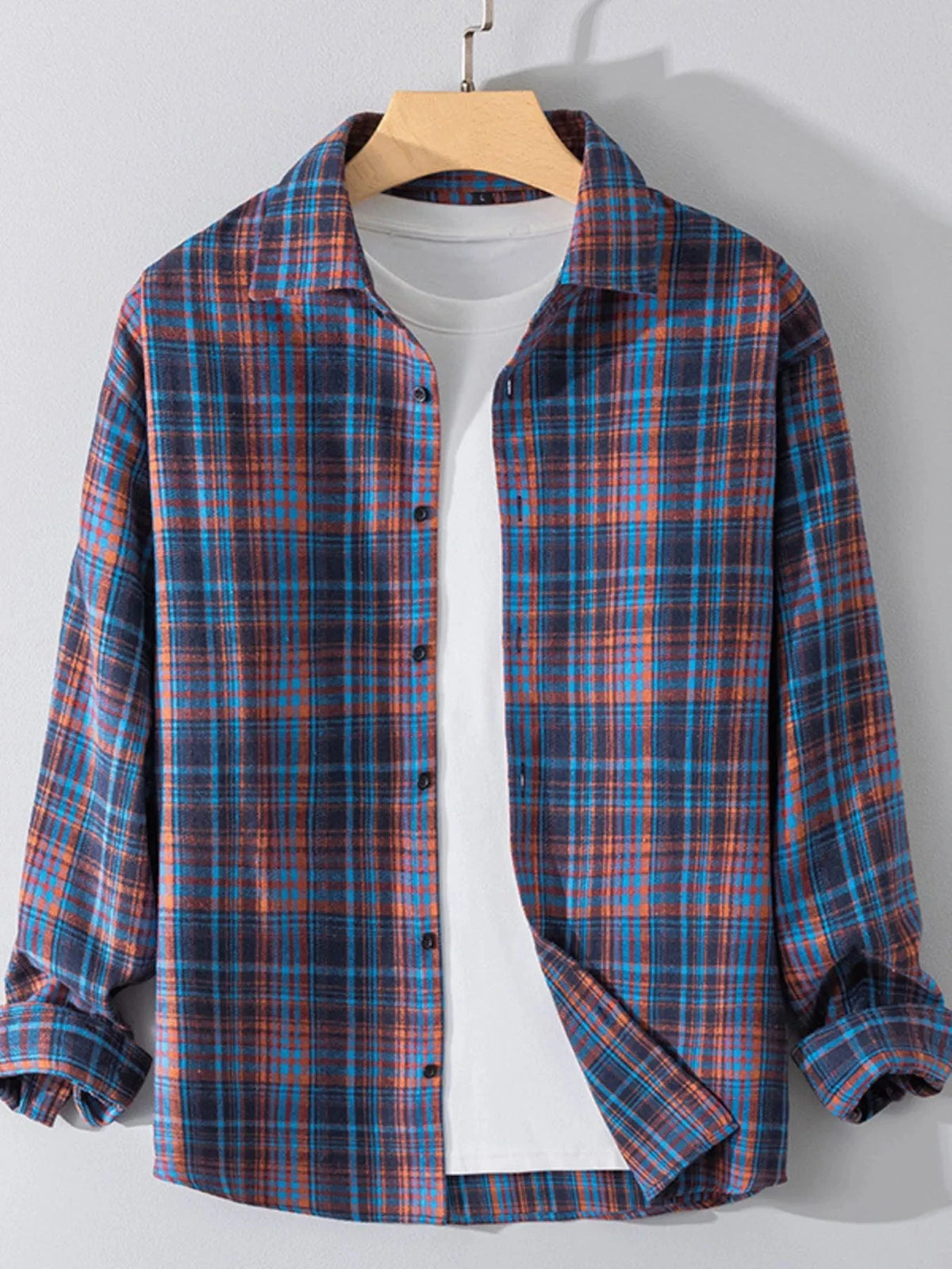 Men's Plus Size Button Up Long Sleeve Shirt Black / M