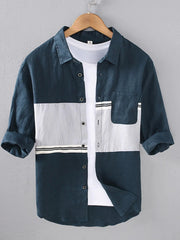 Men's Plus Size Button Up Long Sleeve Shirt Blue / M