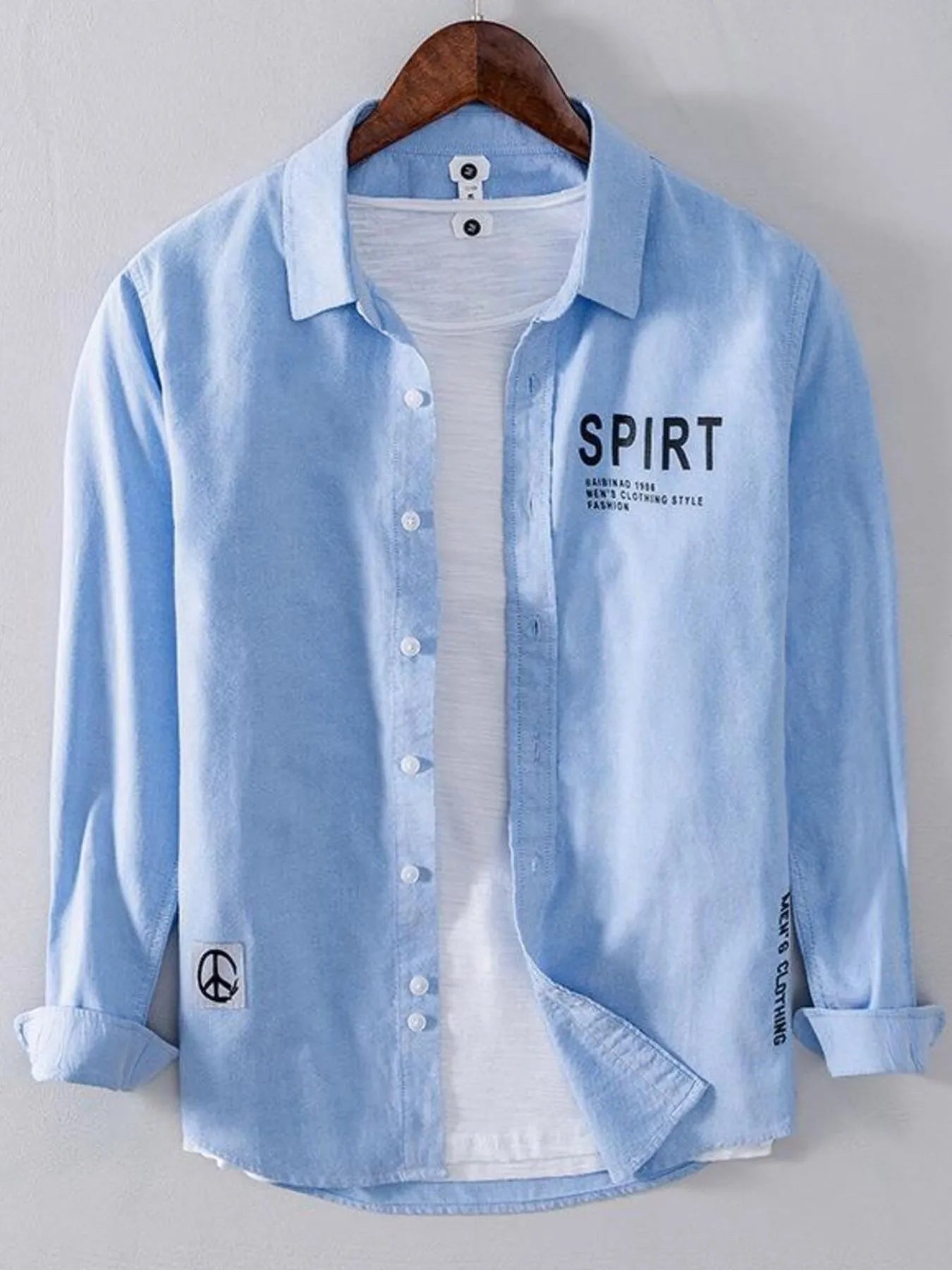 Men's Plus Size Button Up Long Sleeve Shirt Blue / M