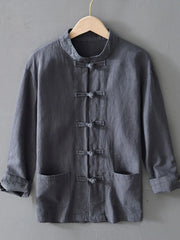 Men's Plus Size Button Up Long Sleeve Shirt Dark Blue / M