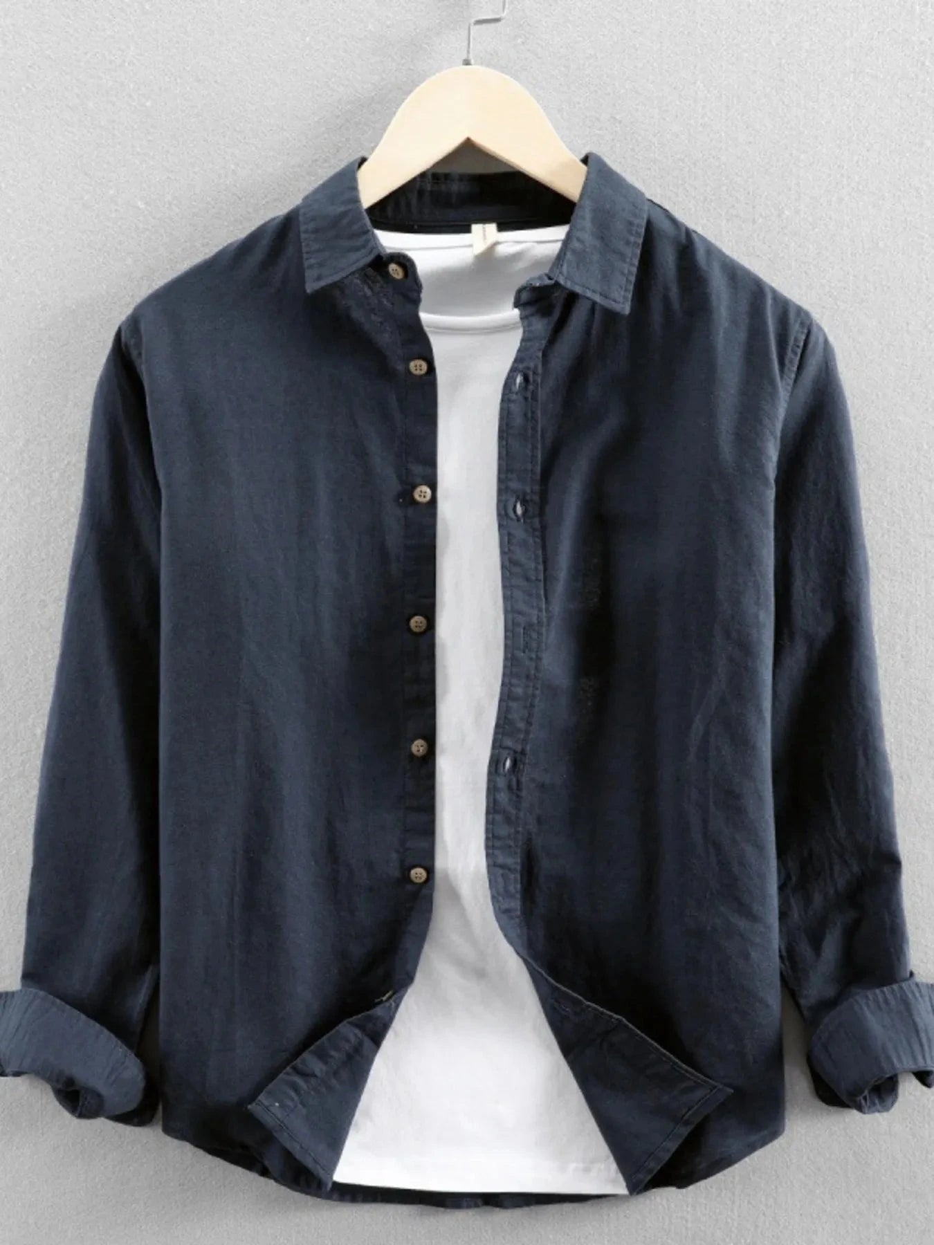 Men's Plus Size Button Up Long Sleeve Shirt Dark Blue / M