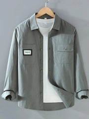 Men's Plus Size Button Up Long Sleeve Shirt Gray Green / M