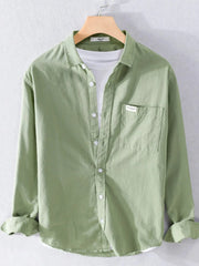 Men's Plus Size Button Up Long Sleeve Shirt Green / M