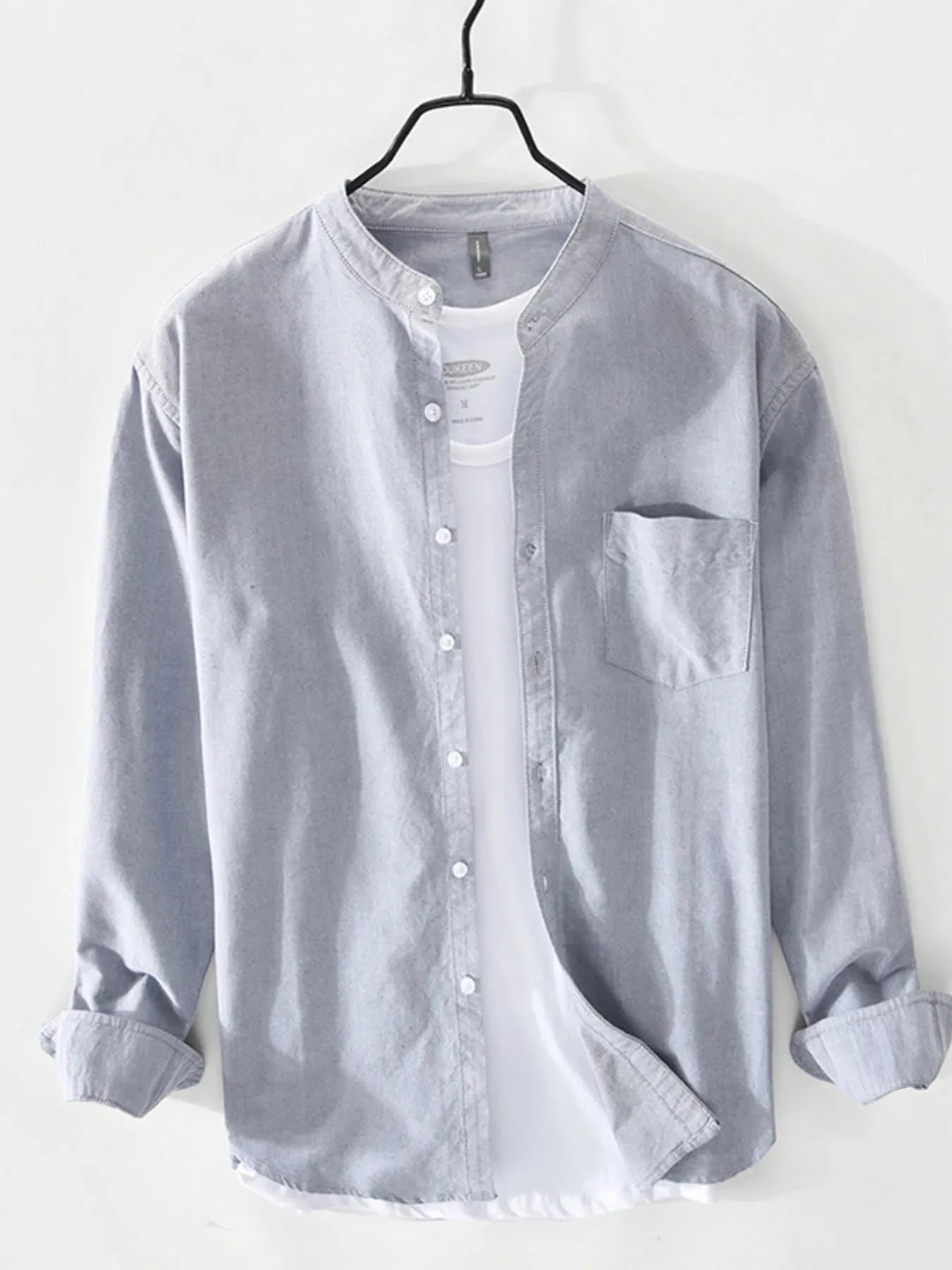 Men's Plus Size Button Up Long Sleeve Shirt Grey / M