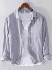 Men's Plus Size Button Up Long Sleeve Shirt Grey / M