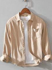 Men's Plus Size Button Up Long Sleeve Shirt Khakis / M