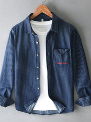 Men's Plus Size Button Up Long Sleeve Shirt Royal Blue / M