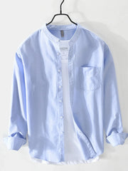 Men's Plus Size Button Up Long Sleeve Shirt Sky Blue / M