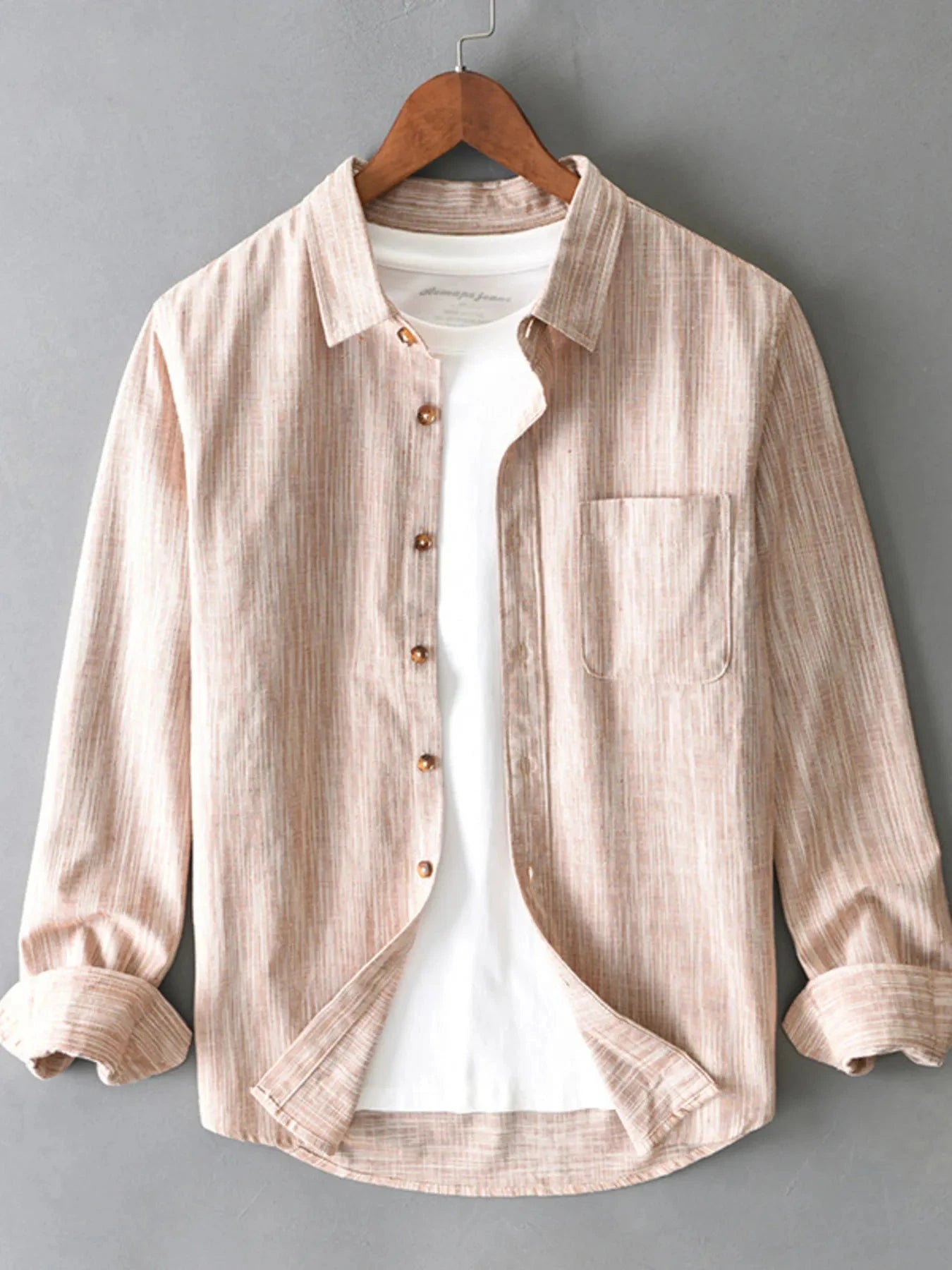 Men's Plus Size Button-Up Long Sleeve Shirt Watermelon pink / M