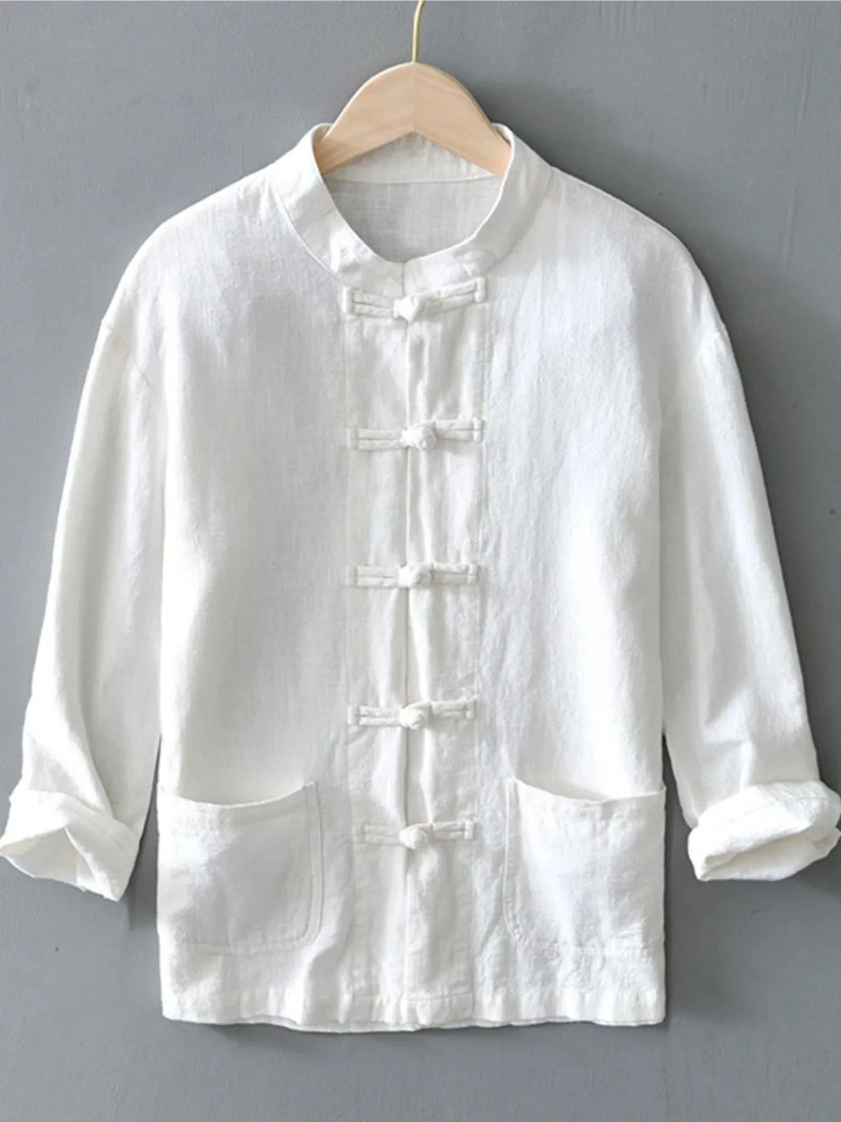 Men's Plus Size Button Up Long Sleeve Shirt White / M