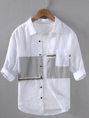 Men's Plus Size Button Up Long Sleeve Shirt White / M