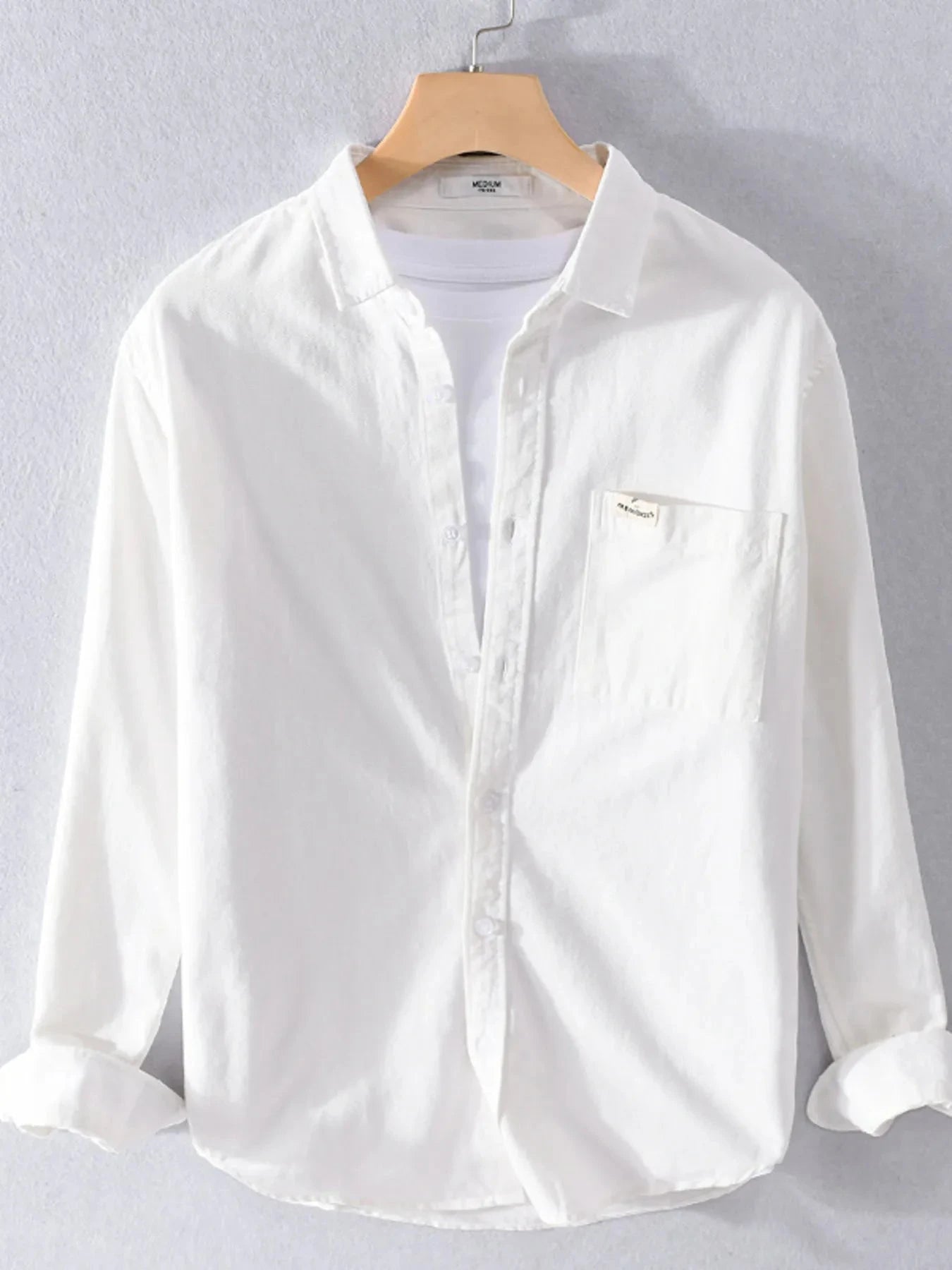 Men's Plus Size Button Up Long Sleeve Shirt White / M
